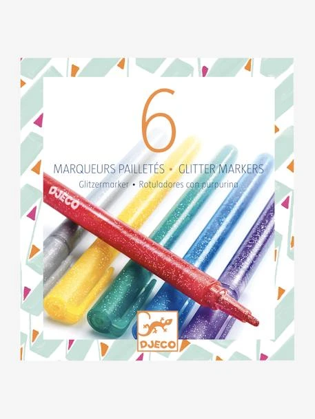 6 Marqueurs Pailletés DJECO Multicolore - Djeco 3 6 Marqueurs Pailletés DJECO Multicolore - Djeco