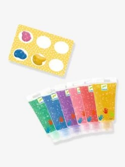6 Tubes De Peinture à Doigts Paillettes - DJECO Jaune - Djeco -Enfants Jouets Magasin 6 tubes de peinture a doigts paillettes djeco 2