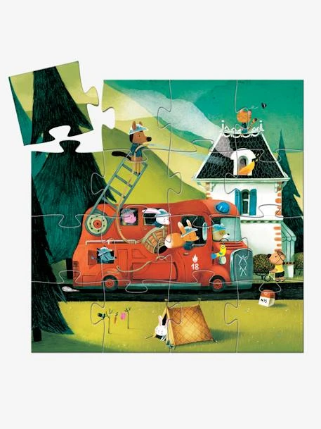 Puzzle Le Camion De Pompier 16 Pièces DJECO Multicolore - Djeco 4 Puzzle Le Camion De Pompier 16 Pièces DJECO Multicolore - Djeco – Image 2